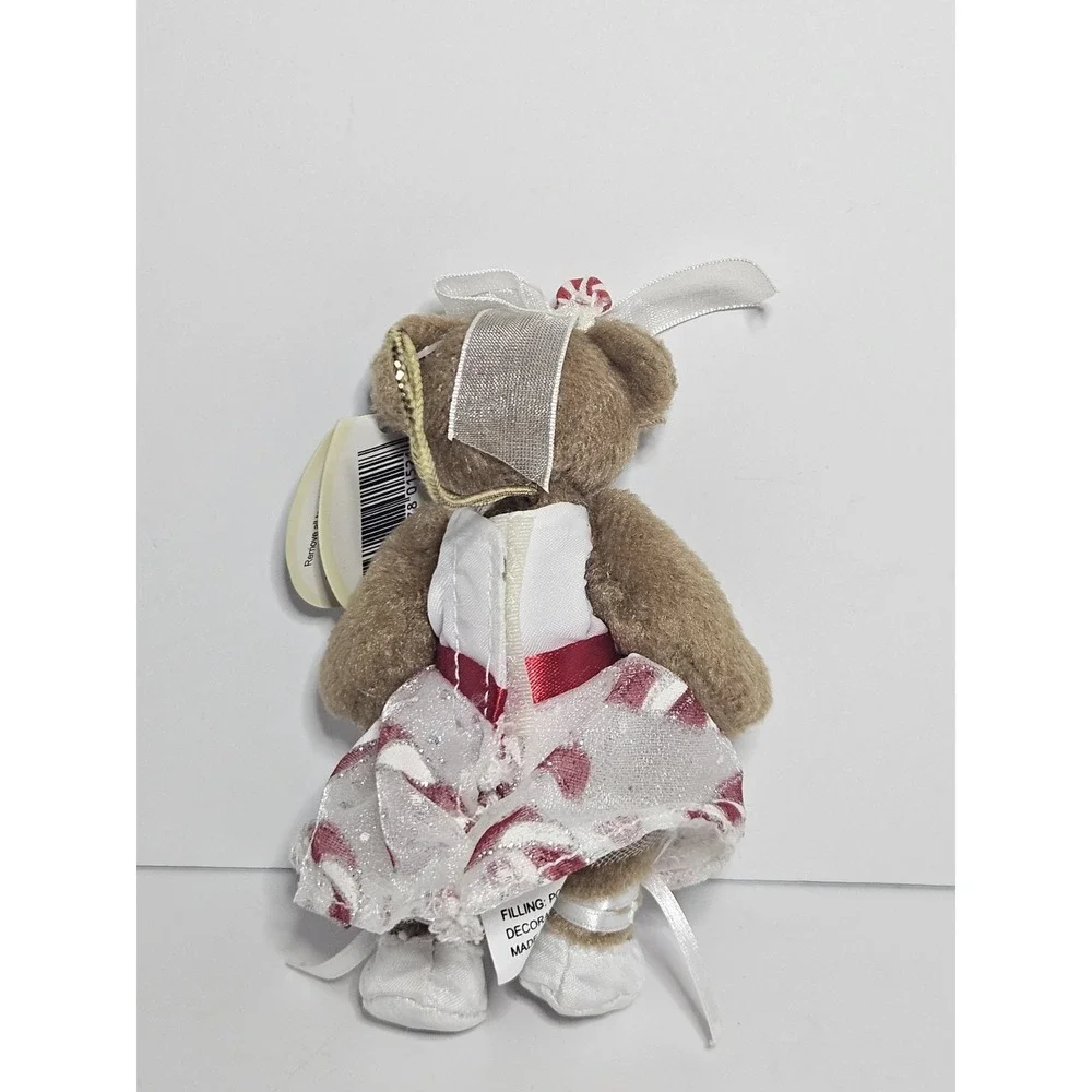 Bearington Collection Mini Mint Christmas Teddy Bear Plush Ornament Dress Candy